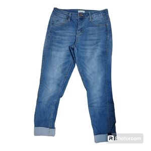 Petrol Rolled Cuff Ankle Jeans